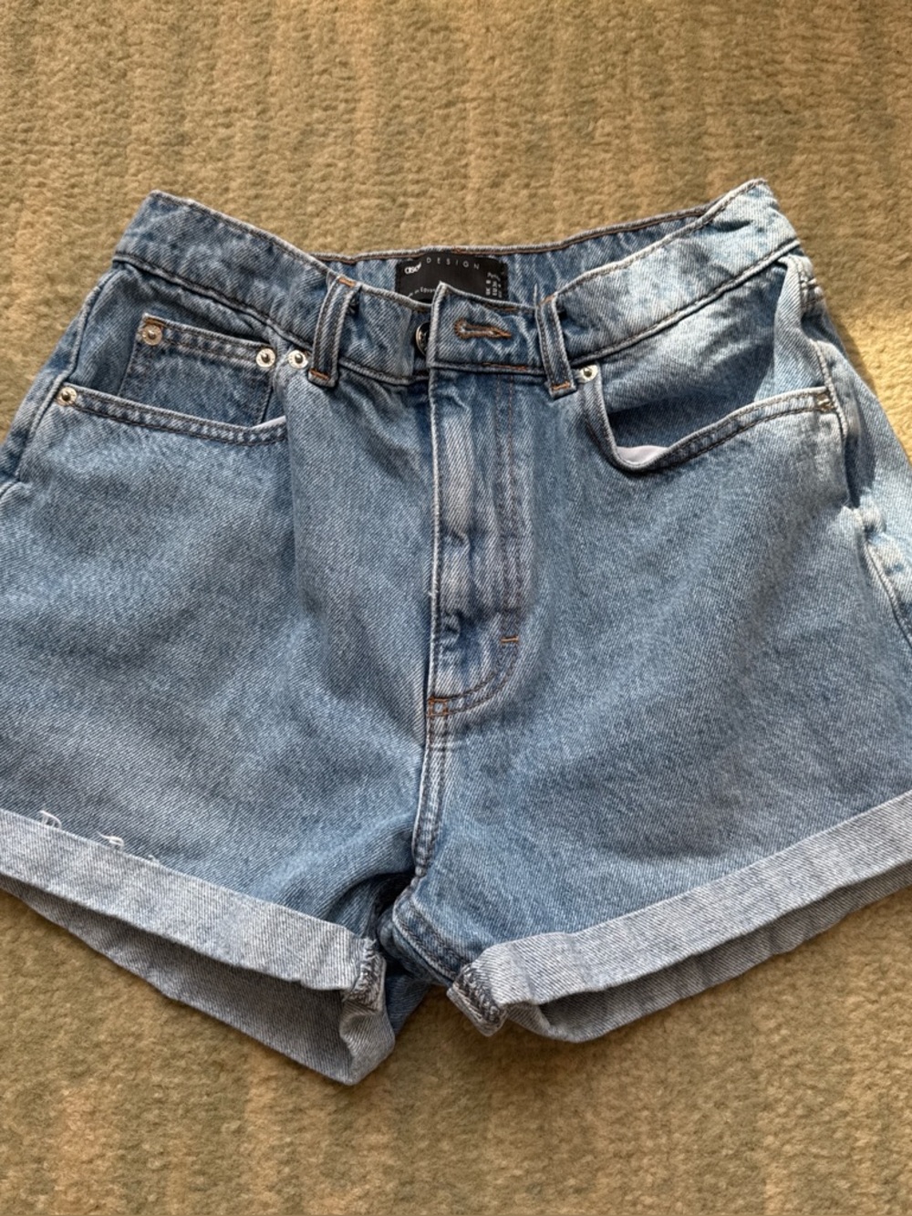 ASOS light wash high waisted denim shorts